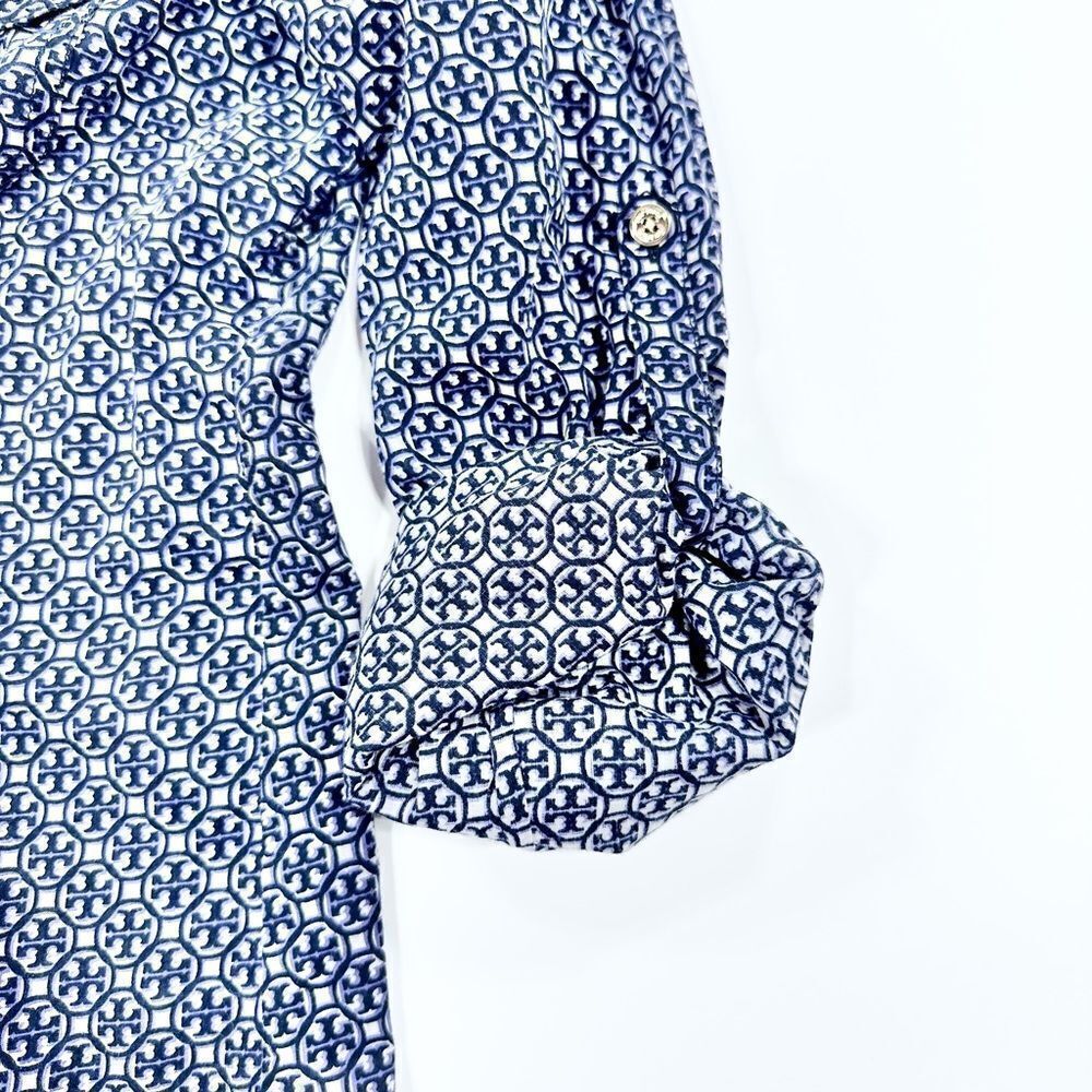 Tory Burch lightweight sheer pattern button down blouse M - Picture 4 of 13